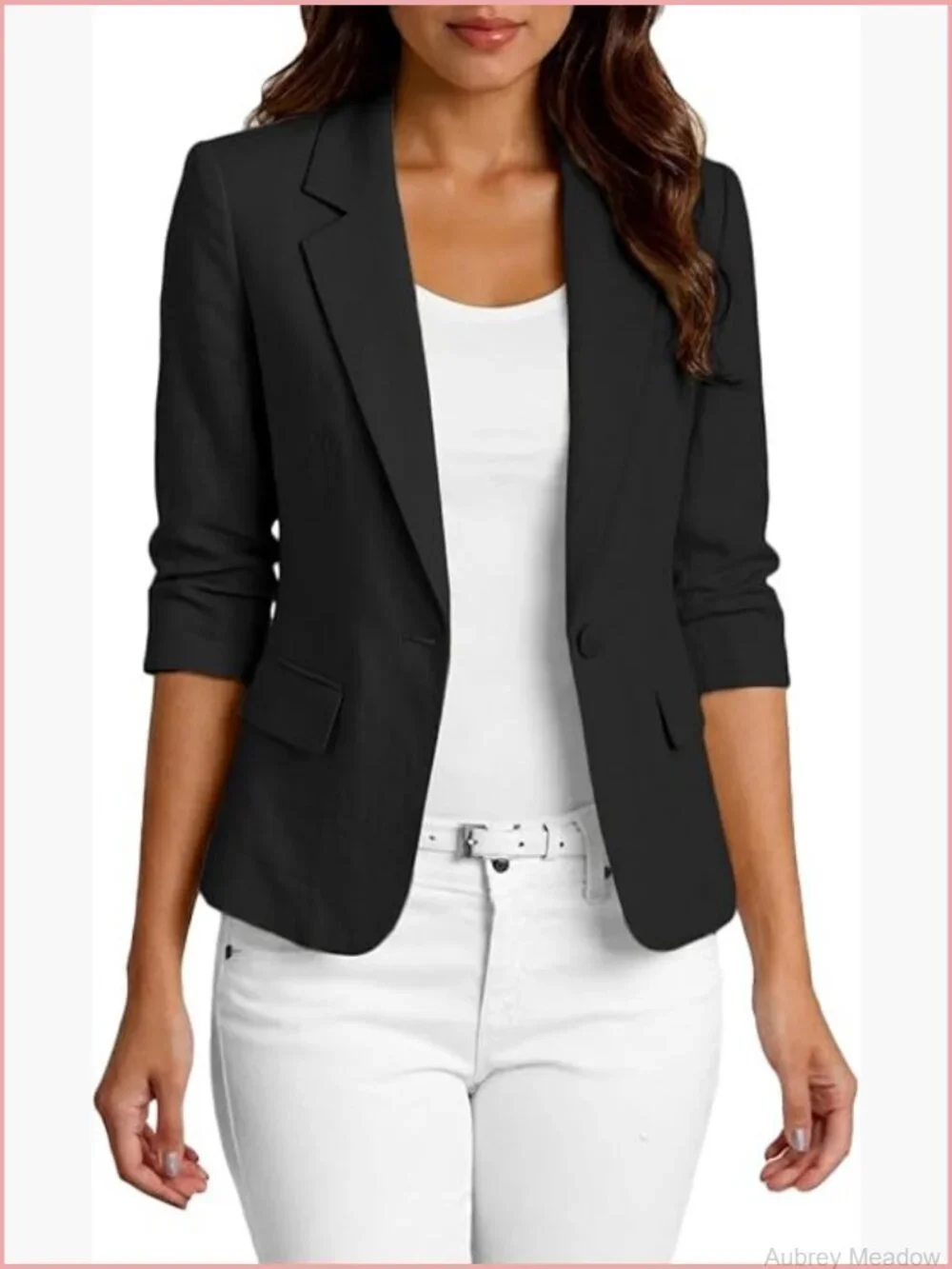 Lightweight Linen Blazer 3/4 Sleeve Fully Lined Office Jacket Pockets